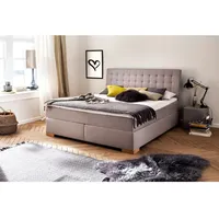 Boxspringbett 180x200 cm LORETO-114 in Taupe, Härtegrad H3