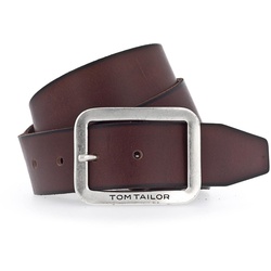 Tom Tailor Herren Gürtel - Echt Leder, Dornschließe, Logoprägung Braun 95 cm