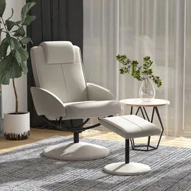 Homcom Relaxsessel Kunstleder 78 x 98 x 71 cm Grau mit Hocker