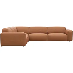FLEXLUX Ecksofa »Lucera, super bequem durch hochwertigen Sitzaufbau mit Kaltschaum«, modern & anschmiegsam, L-Form, Designsofa FLEXLUX Modern Cognac Brown