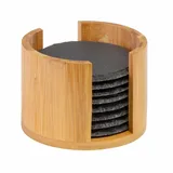 Westmark 8 Naturschiefer-Untersetzer, rund, ø 10 cm, in Bambusbox