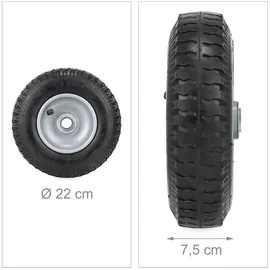 Relaxdays Schubkarrenrad 2er Set, 2.50-4, luftbereift, 2 PR, Ersatzrad bis 100 kg, Luftreifen Stahlfelge, schwarz/silber