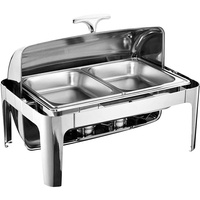 WarmhaltebehäLter Rolldeckel WäRmebehäLter Chafing Dish SpeisenwäRmer Edelstahl Set Profi SpeisewäRmer Buffet-Set Mit Roll-Top Ideal FüR Events Partys Einstellbares Thermostat Silber 9L