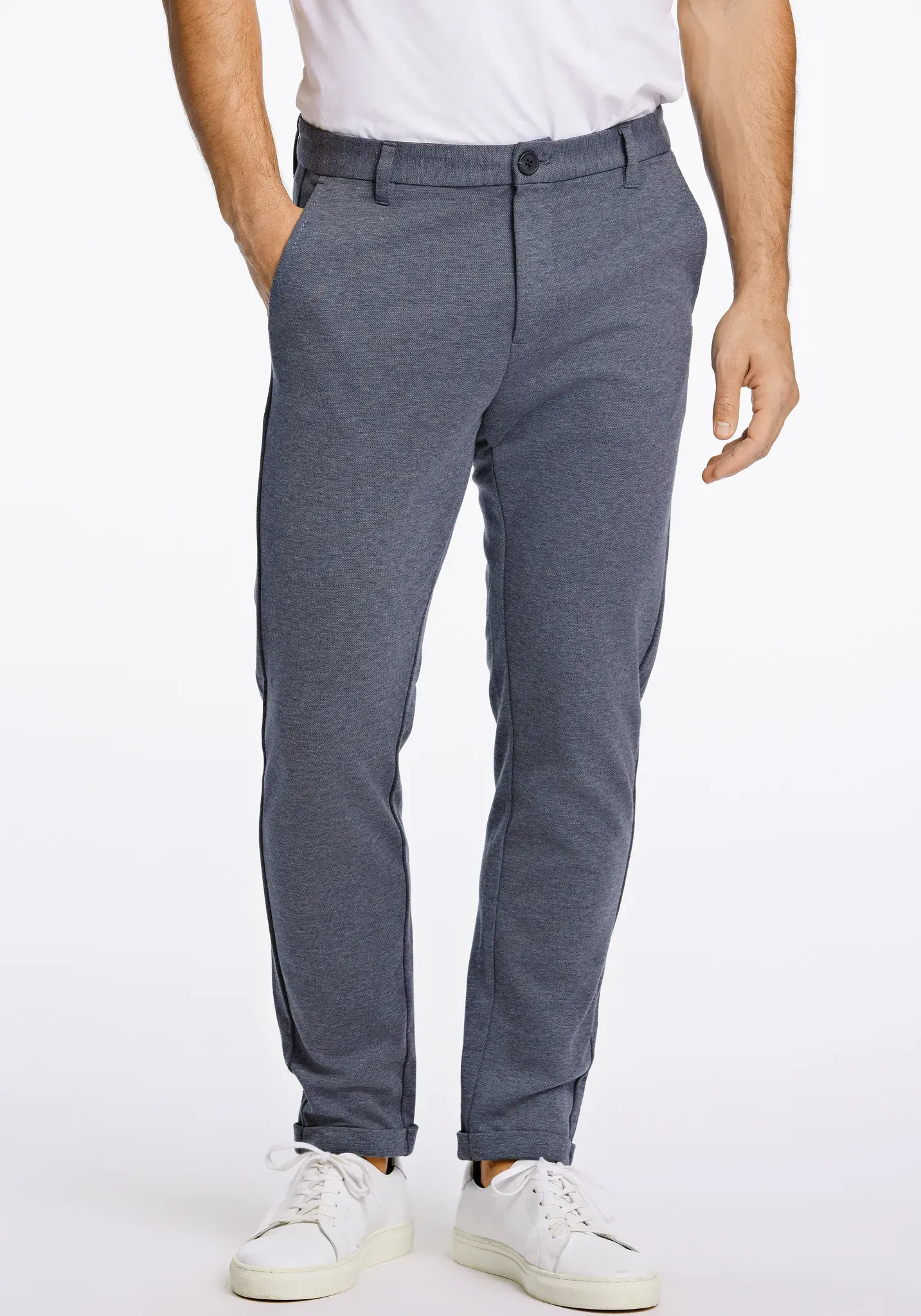 Stoffhose LINDBERGH, Mädchen, Gr. XXL, N-Gr, blau (blau mix), Web, Obermaterial: 75% Polyester, 22% Viskose, 3% Elasthan. Futter: 65% Polyester, 35% Baumwolle, meliert, slim fit knöchellang, Hosen Stoffhose, mit Stretch