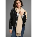 LAURA SCOTT Schal LAURA SCOTT, Damen, beige (creme), Web, Obermaterial: 100% Polyester, unifarben, Modetücher Schal, mit modischen Fransen in klassischen Unifarben - NEW