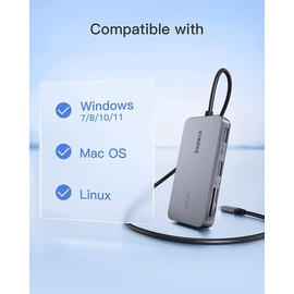 Inateck 7 in 1 USB C Hub mit 4K HDMI, PD 100W, 3 USB 3.2 10Gbps, SD/TF Kartenleser, 50cm Kable, kompatibel mit Windows 7/8/10/11, Mac OS,Linux