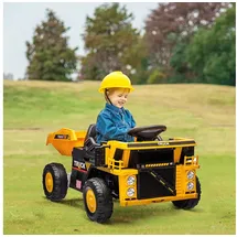 aiyaplay Elektrischer Traktor mit Schaufel, 12 V Kinder Aufsitztraktor, Kinder Elektroauto mit MP3 Funktion, Kinderfahrzeug mit Scheinwerfer, 3-6 km/h, für 3-5 Jahre, Gelb