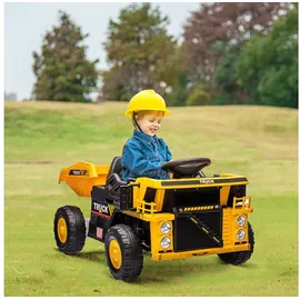 aiyaplay Elektrischer Traktor mit Schaufel, 12 V Kinder Aufsitztraktor, Kinder Elektroauto mit MP3 Funktion, Kinderfahrzeug mit Scheinwerfer, 3-6 km/h, für 3-5 Jahre, Gelb