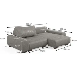 VitaliSpa Sofa Perry, Grau 260 x 160 cm