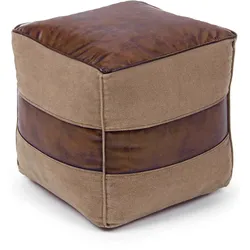 Pouf Charleston aus Büffelleder, Braun