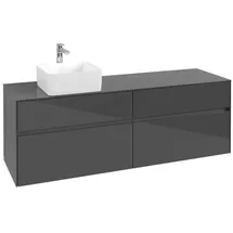 Villeroy & Boch Collaro Waschtischunterschrank C05000FP, 160 x 548 x 50 cm, Waschtisch links, Glossy Grey,