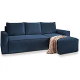 masseno Ecksofa POTARO mit Schlaffunktion L-Form, Sofa mit Bettkasten, Wohnzimmersofa, Couch, Soffa, Bettsofa, Couchgarnitur- Blau, Kunststoff, 3-Sitzer, seitenverkehrt montierbar,L-Form, 232x140 cm, Wohnzimmer, Sofas - Couches, Wohnlandschaften, Ecksofas
