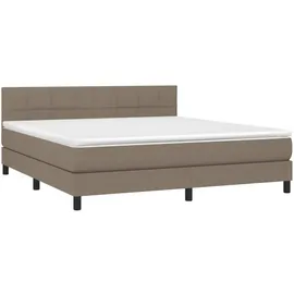 vidaXL Boxspringbett mit Matratze & LED Taupe 180x200 cm Stoff