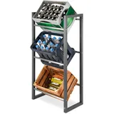 BoMoe Getränkeregal, Anthrazit, Metall, Naturmaterialien, Echtholz, Rechteckig,Rechteckig, 55x112x32 cm, Küchenzubehör, Flaschenträger