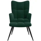 vidaXL Relaxsessel mit Hocker 32 x 96,5 x 32 cm Dunkelgrün Samt