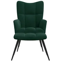 vidaXL Relaxsessel mit Hocker 32 x 96,5 x 32 cm Dunkelgrün Samt