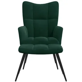 vidaXL Relaxsessel mit Hocker 32 x 96,5 x 32 cm Dunkelgrün Samt