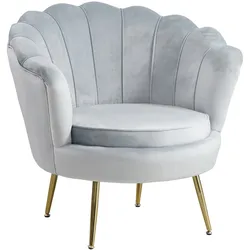 Muschelsessel Samt Hellgrau Relaxsessel Polstersessel Ohrensessel Loungesessel