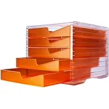 Styro Schubladenbox styroswingbox 270 x 340 x 255 mm 5-tlg. transparent/neonorange