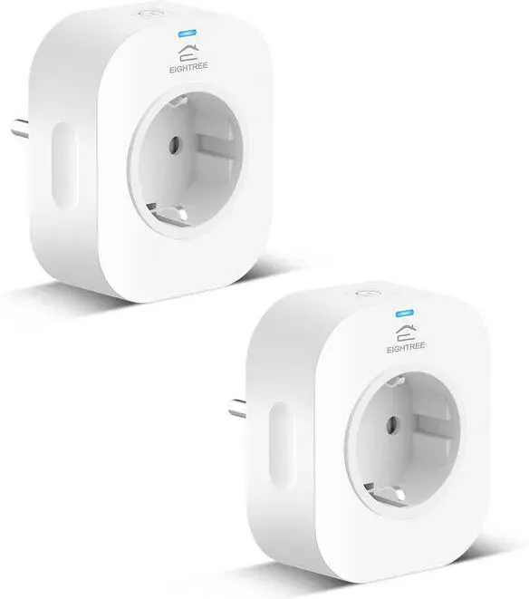 EIGHTREE WLAN Smart Steckdose mit Strommessung, WiFi Steckdose mit App-Steuerung, Zeitplan & Fernzugriff, kompatibel mit Alexa, Google Home & SmartThings, nur 2,4 GHz, 16A, 2er Packs
