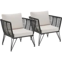 Tectake Garten-Loungesessel Sundo rundes Polyrattan im Rope-Design