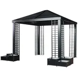 Sojag Pavillon Havana 1010 Hardtop Pavillon inkl. Pflanzkübel Schwarz 298x298x294 cm