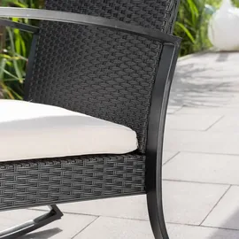 HC Garten & Freizeit Rattan Schaukelstuhl Set 3-tlg. Schwarz