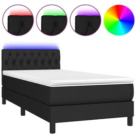 vidaXL Boxspringbett mit Matratze & LED Schwarz 90x200 cm Stoff