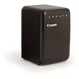 CREATE / RETRO FRIDGE 83.5 GOLD/Kühlschrank in Schwarz, Griff Gold / 98W, niedriger Verbrauch, 2 Ablagen, Temperaturregler, Flaschenhalter, 56x54x84cm