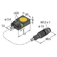 Turck Sensor bündig PNP, Schließer BI5U-Q08-AP6X2-0,5XOR-RS4