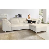 Ecksofa COLLECTION AB "Sally L-Form" Sofas Gr. B/H/T: 256 cm x 87 cm x 165 cm, Microfaser PRIMABELLE-Cord, Ottomane beidseitig montierbar, ohne Bettfunktion-ohne Bettkasten, beige mit und ohne Bettfunktion, inklusive loser Rücken- Zierkissen