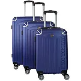 Geographical Norway Kofferset Robuste Rollkoffer Softless, 4 Rollen, (3 tlg), Leichte Hartschalenkoffer aus ABS-Kunststoff, versch. Größen blau