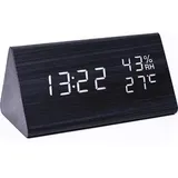 Digitale Led-wanduhr Mit Datumsanzeige, 12- Und 24-stunden-anzeige, Usb-schnittstelle, Temperaturanzeige, Geeignet Für Schlafzimmer, Wohnzimmer, Küchen Und Büros, Dimmbar, Holzgehäuse.