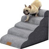 Trhillsbrad Breiter Hundetreppe 5 Stufen 62cm hoch für Kleine Hunde, Hochdichtem Schaumstoff Haustiertreppe, Waschbarem Bezug und Rutschfestem Boden