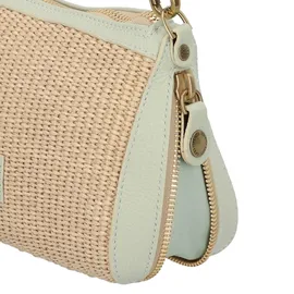 Gabs Schultertasche Leder/Stroh Grün/Mint