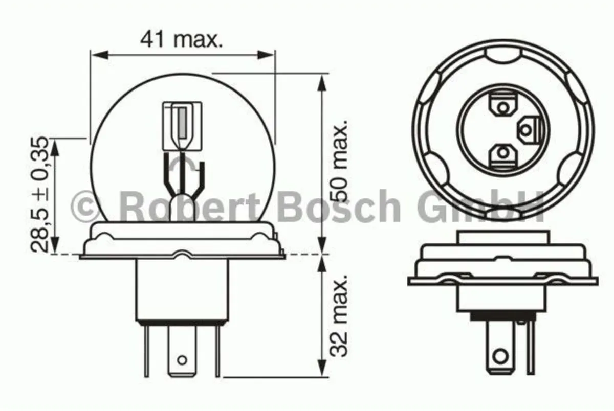 Ampoule secondaire BOSCH R2 Pure Light 12V, 45/40W