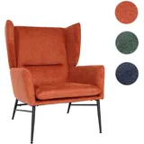 Mendler Lounge-Sessel HWC-L62, Ohrensessel Cocktailsessel Sessel Polstersessel, Stoff/Textil Metall - terracotta-braun