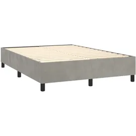 vidaXL Boxspringbett mit Matratze & LED Hellgrau 140x200 cm Samt