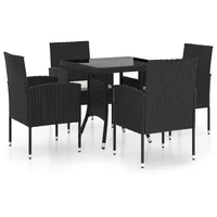 vidaXL 5-tlg. Garten-Essgruppe Poly Rattan Schwarz