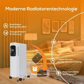 Tronitechnik Ölradiator TT OR 307 Weiß 7 Rippen 1500 Watt Drei Stufen WiFi