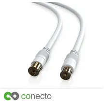 conecto conecto HQ TV Antennenkabel - 4K UHD 1080p FULL HD HDTV 3D - (TV-Steck SAT-Kabel, (150 cm) weiß