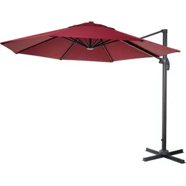 Mendler Gastronomie-Ampelschirm HWC-A96, Sonnenschirm, rund Ø 4m Polyester Alu/Stahl 27kg bordeaux ohne St√§nder, drehbar -