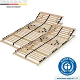 Verstellbarer Lattenrost 160x200, 7 Zonen, 28 flexible Leisten, 2x Lattenrost 80x200, hergestellt in Deutschland, Rahmen aus stabilem Buchenhoz, bi...