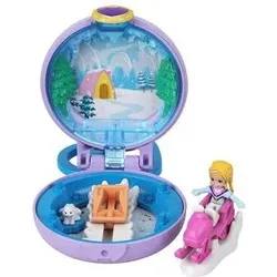 MATTEL GKJ41 Polly Pocket Pollys Schneemobil-Schatulle, Minipuppe und Zubehör