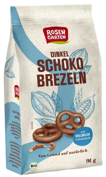 Rosengarten Dinkel-Schokobrezeln mit Vollmilch-Schokolade bio