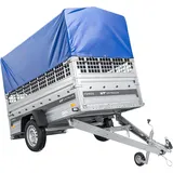 Einachsanhänger 230x125 UNITRAILER FORCE 230 KIPP mit Gitterseitenwänden, H-0-Rahmen und blauer Plane
