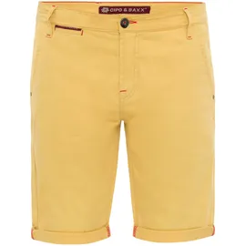 Cipo & Baxx "Shorts", Herren, Gr. 30, Normalgrößen, gelb (mustard), 97% Baumwolle, 3% Elasthan, unifarben, regular fit knielang, Hosen Stoffhose, im unifarbenen Look