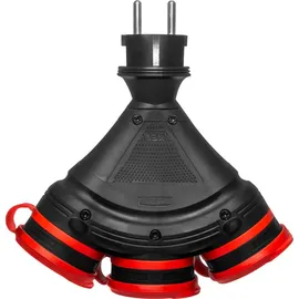 Plastrol Schuko-Steckdose 3-fach Schwarz-Rot