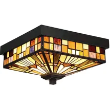 meineWunschleuchte Kleine Deckenleuchte 2-flammig Tiffany Ø 26 cm grün/braun