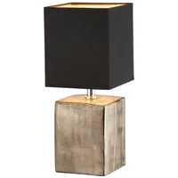 MeineWunschleuchte Tischlampe Bronze Antik Lampenschirm Stoff Schwarz